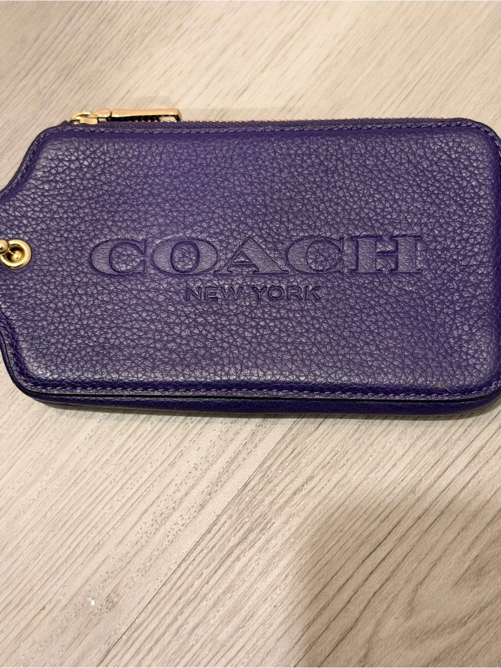 COACH NY Pebbled Leather XL Hangtag Wristlet Multifunction Zip Case Wallet 52507